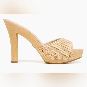 NEW Veronica Beard Layne Slip on Studded Platform Sandals Women's US 9 Tan Boho